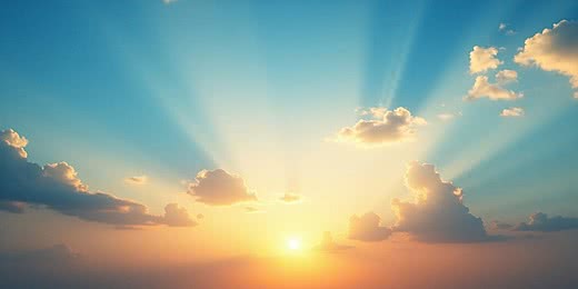 Warm sunrise gradient with soft golden light radiating upward over gentle hills